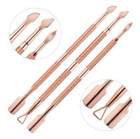 1/3pcs Doble Final De Acero Inoxidable Remover De Cutículas Para Pedicura Y Manicura Afilador De Uñas Y Cutículas Rosa Oro - details 4