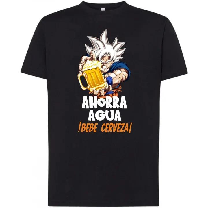 Camiseta Ahorra agua, bebe cerveza - Color Negro y Gris Jaspeado - 1