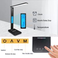 Lámpara De Escritorio LAOPAO 10W QI Carga Inalámbrica Con Calendario Alarma De Temperatura Y Luz De Escritorio Protección Ocular Para Negocios Y Estudio - details 6