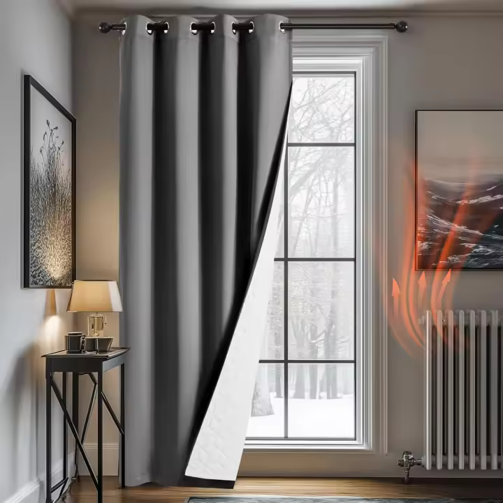 Deconovo Cortinas Termicas Aislantes Frio y Calor para Salon Dormitorio de Opacas 1 Pieza Cortina Divisoria, 200x280cm Negro - 1