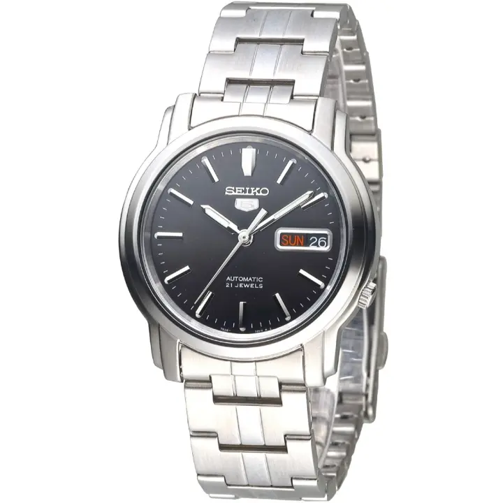 Reloj automático hombre Seiko 5 SNKK71K1 dial negro 38mm correa acero - 1