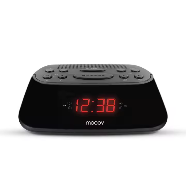 Mooov Radio Despertador Digital FM Doble Alarma Negro 477003 - 1