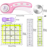 Kit De Corte Rotativo 45mm Con 5 Hojas De Repuesto Herramientas Para Costura Y Piel Corte De Telas Y Capas Coloridas - details 1