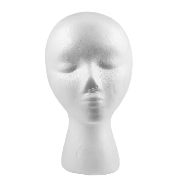 Cabeza de Maniquí de Espuma de Poliestireno 27.5 x 52cm Ideal para Exhibiciones de Gorras, Auriculares, Accesorios de Cabello y Pelucas Bolsas y Viajes - 1