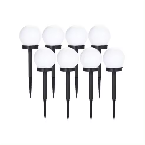 Mediawavestore 8pz Lámpara Esfera Recarga Solar 10cm Exterior Estaca Plantable Jardín - 1