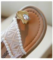 Sandalias De Verano Para Niñas Princesa Con Perlas Antideslizantes Tobilleras Casuales Estilo Versátil Planas Para Playa - details 2