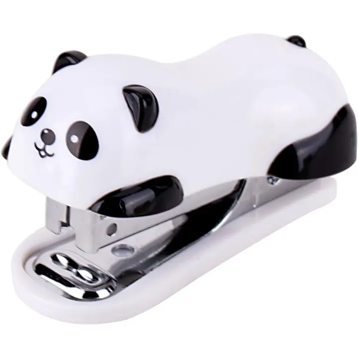 Juego de grapadoras en miniatura con forma de panda para uso de estudiantes, papelería de escritorio de oficina - 1