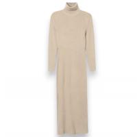 Vestido Tiffosi Chloe beige, midi con cuello alto y manga larga. Ajuste perfecto y sensación suave. - details 0