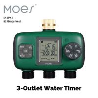 MOES Timer De Riego Automático 3 Salidas Con Inlet De Latón IPX5 Impermeable Pantalla LCD Botón De Giro Para Jardín Aspersor - details 0