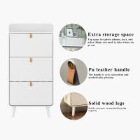 Mueble Zapatero con 3 compartimentos abatibles, Independiente, Organizador de Zapatos abatibles, Zona de entrada, Zapatero Estrecho con compartimento superior, 63*30*134cm, Blanco - details 8