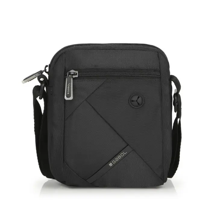 Bolso Bandolera Plano Hombre Gabol Twist Eco - Negro, Material Reciclado e Impermeable, Medidas 17x20x7 cm - 1