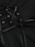 Vestido Gótico De Tamaño a Con Cierre Cruzado En V Profundo Color Sólido Cintura Alta Vestido De Verano Para Mujeres - details 3