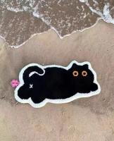 VIKAMA Alfombra De Piso De Cashmere Cartoon Lindo Gato Negro Pequeño Absorbente Y Antideslizante Para Dormitorio Baño Y Cocina Material De Poliéster - details 2