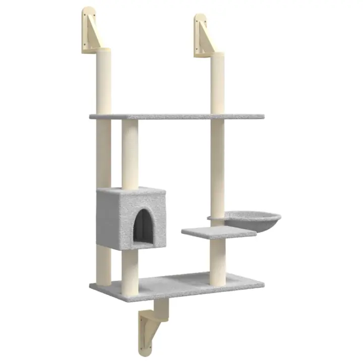 vidaXL Árbol rascador para gatos de pared 153 cm Color Crema,  Gris claro,  Gris oscuro y mas - 1