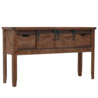 vidaXL Mesa consola de madera de abeto maciza marrón 131x35,5x75 cm Mesa de sofá Mesa de Entrada para Salón Consola de Entrada Mueble Recibidor Mesita Mesa auxiliar Salon - details 1