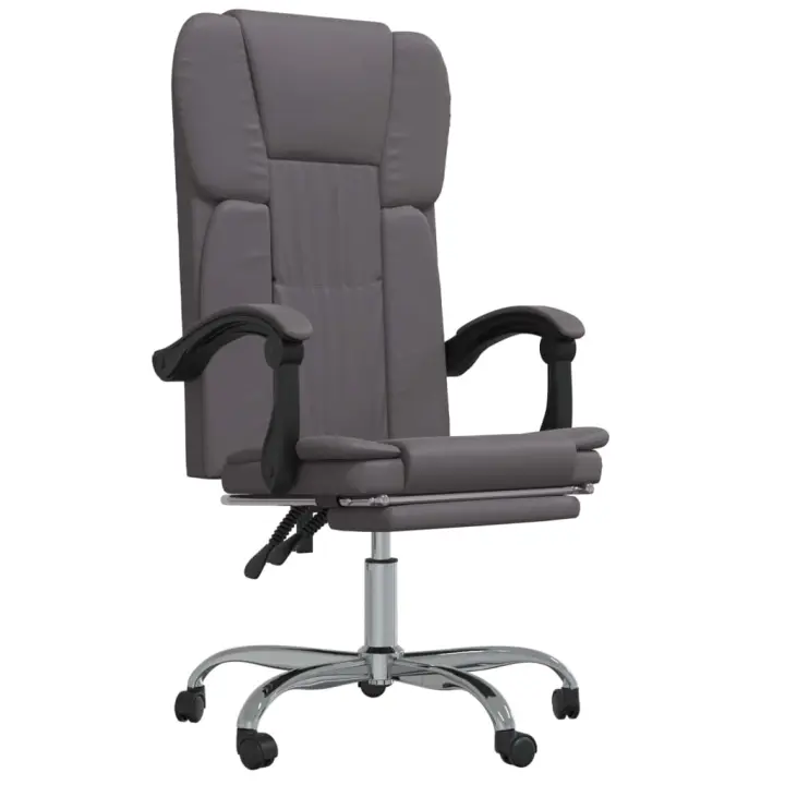 Silla de Oficina reclinable Cuero sintético Gris - 1