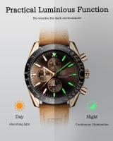 Relojes para Hombre Analógico Movimiento Cuarzo Cronógrafo Impermeable Bright Fashion Casual Reloj de Pulsera Correa de Cuero Elegant Gift para Hombre - details 3