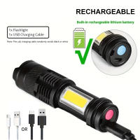 Lámpara De Mano Táctica LED Alta Potencia Recargable Con Zoom Fuerte Impermeable Torcha Exterior De Aluminio COB Luz Lateral 3 Modos - details 0