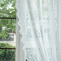 Cortinas De Encaje Vintage Francés Blanco Con Cuentas Y Gasa Para Sala De Estar Y Dormitorio Divisoria De Ventana Curva Estilo Coreano - details 2