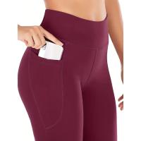 Pantalones De Yoga Flared Para Mujer Cintura Alta Con Bolsillos Pantalones Deporte Casual Cruzados De Polyester - details 11