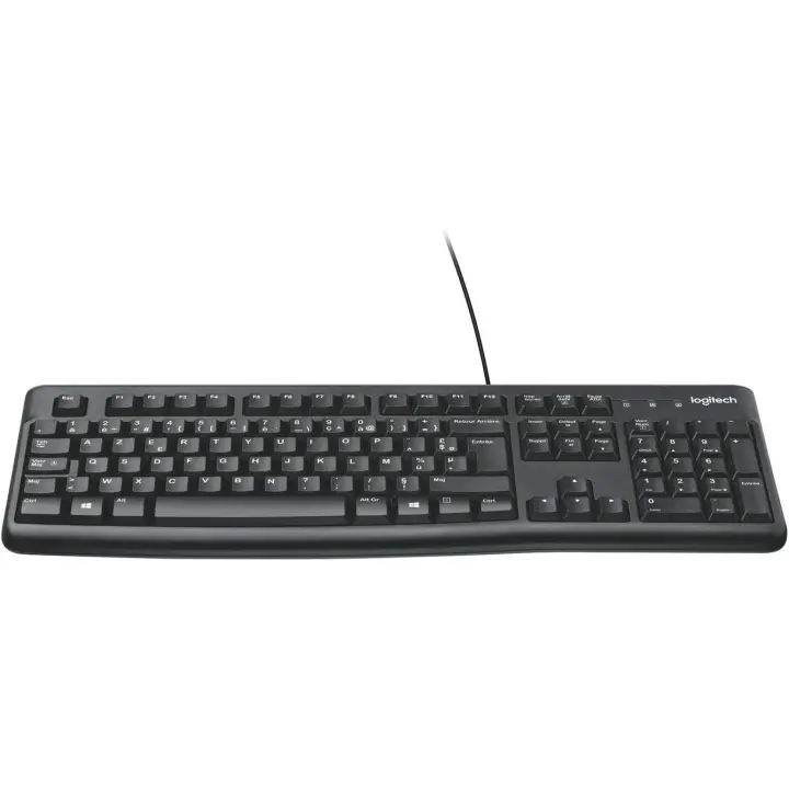 Logitech K120 Teclado con Cable Business para Windows, Tamaño Normal, Resistente a Líquido, Barra Espaciadora Curvada, PC/Portátil, Disposición AZERTY Francés, Color Negro - ‎920-002488 - 1