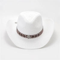 Sombrero De Paja Con Cinturón Para Mujer Protección Solar Casual Vintage Adecuado Para Viajes Pesca Y Exterior - details 2