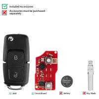 5Piezas Llave Remoto De Repuesto Estilo B5 2 Botones 2da Generación Para VVDI VVDI2 Programador Versión Inglesa XHORSE XKB528EN - details 3