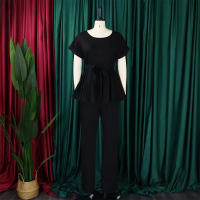 Conjunto De Pantalones Y Blusa Elegante Para Mujer Traje De Oficina Con Cinturón Alto Ajustado Ropa Trasera Larga Estilo Recto - details 20