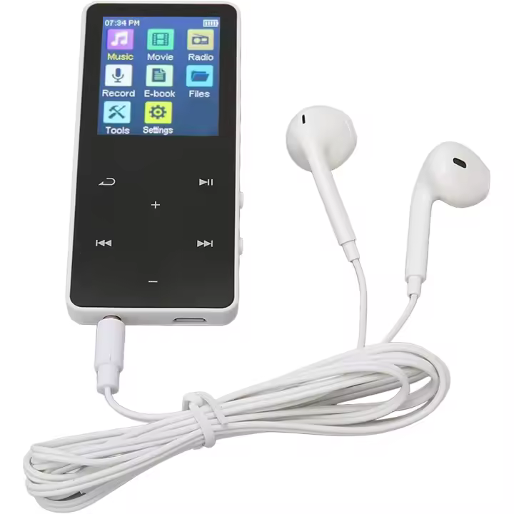 Reproductor de MP3 con Radio FM y Grabadora de Voz, Reproductor de MP4 con Pantalla Táctil de 1,8 Pulgadas con Bluetooth, Reproductor de Música Portátil Ligero Sin Pérdidas Hifi (Blanco) - 1