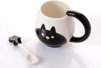 Taza de café de 14 oz con diseño de Gato Negro con Caña, Taza de Giano Divertida, Taza de Cerámica, para Mujeres Gift, hambres, cumpleaños, Navidad - details 0