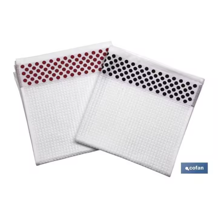 Pack 2 paños cocina 50x50 negro/rojo - 1