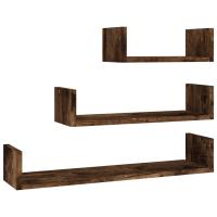 vidaXL Estantes de pared 3 piezas madera contrachapada Blanco, Negro, Gris Mueble Almacenaje Estantería para Oficina, Estudio, Dormitorio Estantería/Librería/ mueble de Almacenamiento - details 7