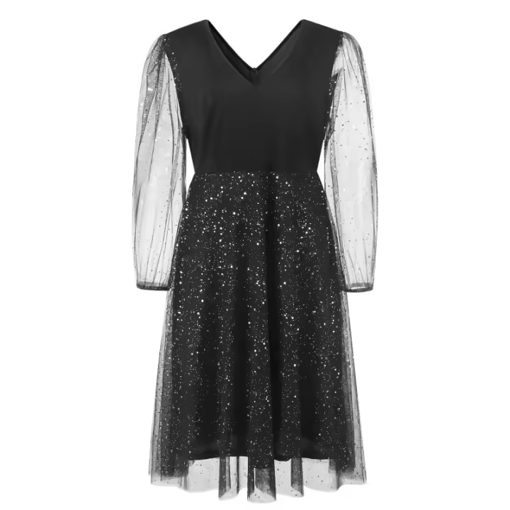 Primavera y verano nuevo vestido de las mujeres de gran tamaño V-cuello temperamento Slim lunares de alta gama hermosos vestidos de las mujeres - 1