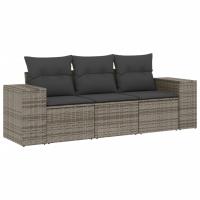 vidaXL Juego de sofás de jardín con cojines 3 pzas ratán PE Negro, Negro y crema, beige and cream Conjunto Terraza Muebles Jardín Exterior Juego de Muebles de jardín Mueble Jardín Exterior Muebles de Salon Exterior - details 1