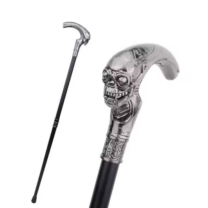 Bastón De Moda Con Cráneo Largo Decorativo Vampire Cospaly Vintage Para Fiesta De Halloween 93cm Punta De Goma Material De Eje De Acero - 1