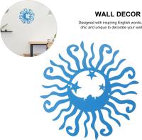 Metal Luna estrellas pared decoración gran pared solar colgante jardín arte N Luna estrellas esculturas de pared para interior al aire libre dormitorio Oficina jardín decoración, azul - details 2