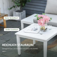 Juego de 3 muebles de Jardín en forma de L con Mesa Auxiliar y juguetes, Aluminio Blanco CREAM Para Balcón y Terraza - details 5