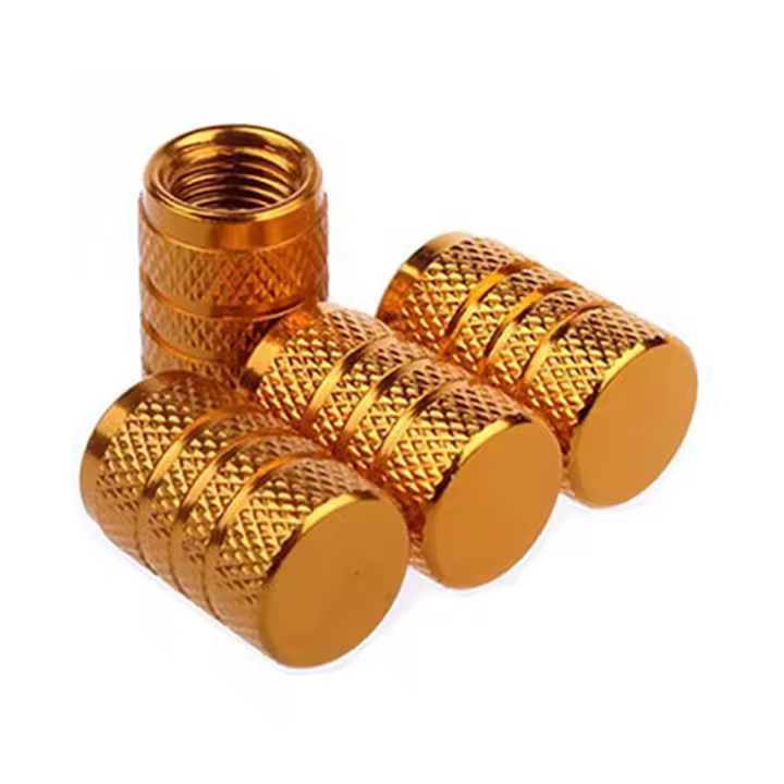 4Pcs Tapas De Válvula De Neumático Estilo Arrugado Aluminio Plata Para Coche Tapas De Eje De Rueda Aire Válvula Capas De Válvula De Neumático - 1
