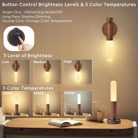 Luz Nocturna LED De Madera Con Sensor De Movimiento USB Recargable Dimmer 3 Temperaturas De Color Soporte De Pared Magnético - details 0