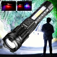 Linterna Táctica，Una linterna multifuncional para exteriores, con un zoom telescópico super brillante, luz de campamento recargable, ideal para viajes, camping, senderismo, pesca y emergencias. - details 1