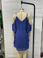 Vestido De Verano Para Mujer 2025 Elegante Con Cuello En V Y Manga Corta Vestido De Chiffon A-Line De Rodilla Casual - details 13