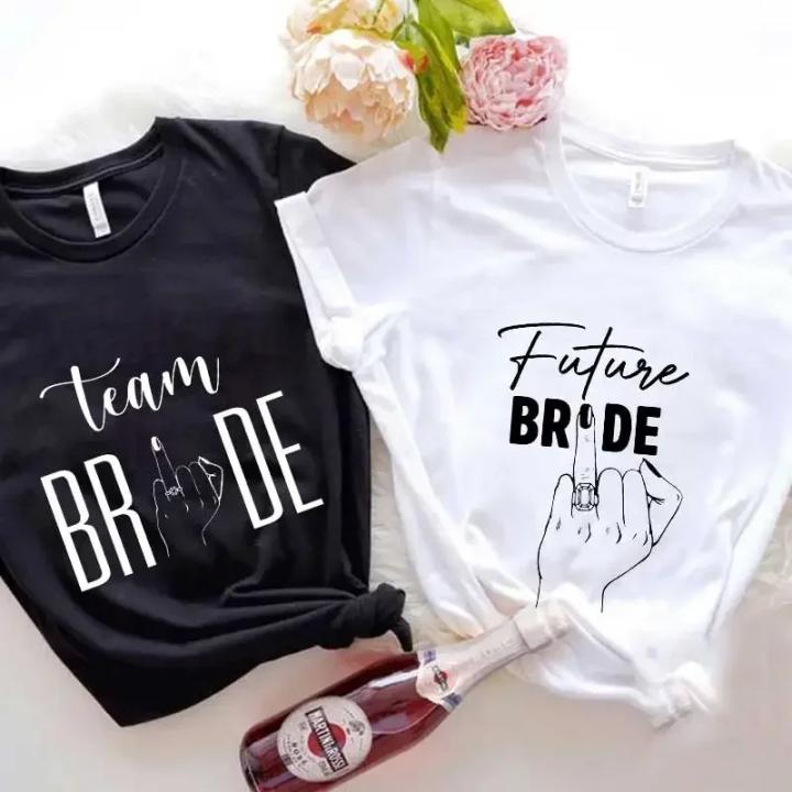Camiseta De Boda Para Mujer Camiseta De Fianza Casual Corta Manga Casual Para Fiesta De Soltera Y Bodas Team Bride Polyester