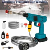 Limpiador de alta presión inalámbrico 30 bar, 1000 W Limpiador de alta presión con batería, pistola de agua para lavado de coches con baterías, manguera 5 m, pulverizador de espuma, pistola de alta presión para lavado y riego de coche - details 0