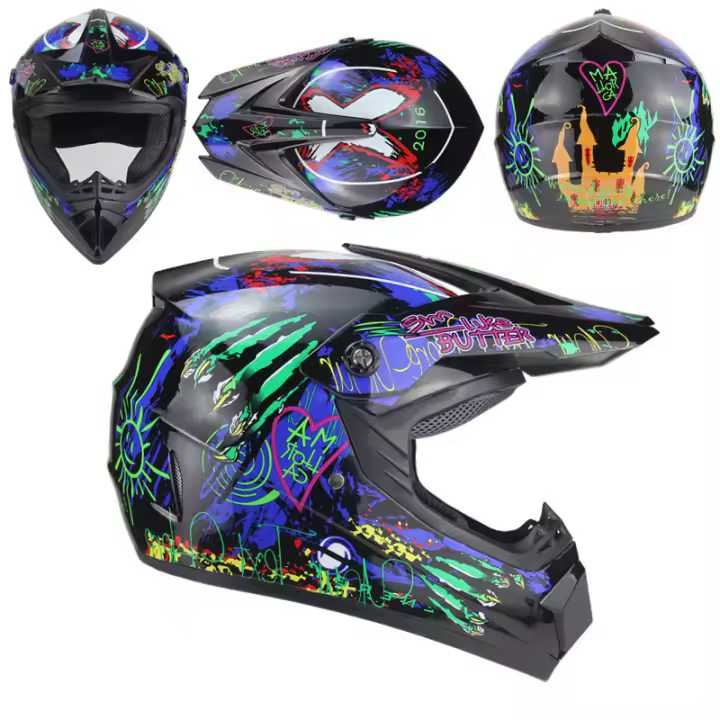 Casco Bicicleta Adulto Montaña,Casco De Descenso para Jóvenes Adultos Regalos Gafas Máscara Guantes BMX MTB ATV Bicicleta Carrera Integral Integral Casco - 1
