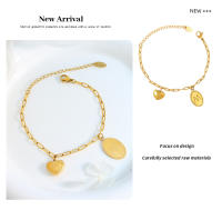 Encanto Pulsera con colgante de corazón y letra M de acero de titanio bañada en oro de 18 quilates | Pulsera retro de acero inoxidable personalizada | Accesorios de moda para mujer | Ideal para regalos de fiesta o boda - details 8