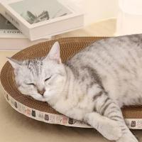 Placa De Rasguño Para Gatos De Cartón Redonda Y Ovalada Con Tazón Nido 5 Capas Para Gatos Domésticos Rasguño Delgada Y Durable - details 4