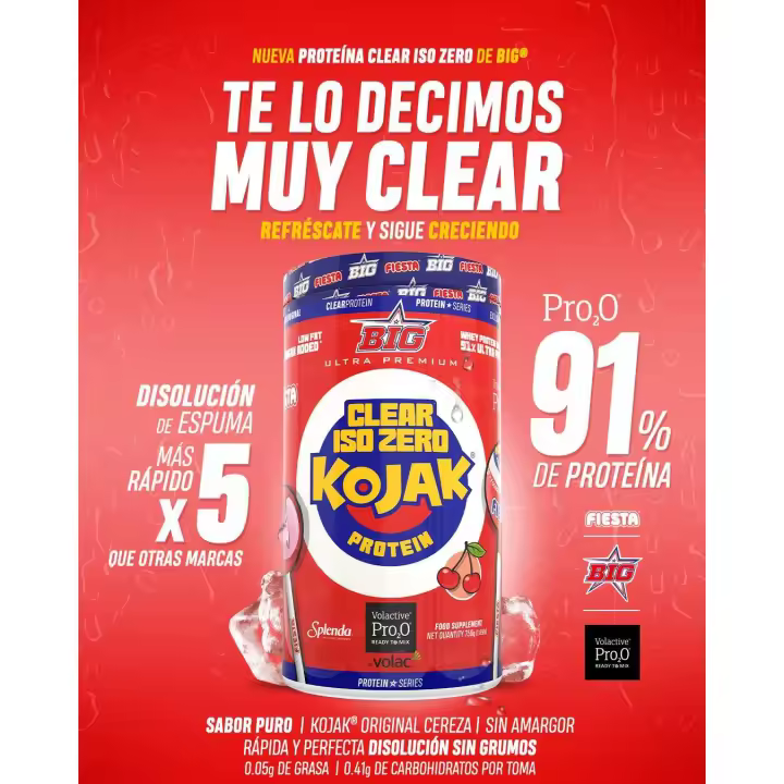 Big Proteína Clear Iso Zero KOJAK Original - Proteína Premium de Alta Pureza 750g | Bajo en Grasas - 1