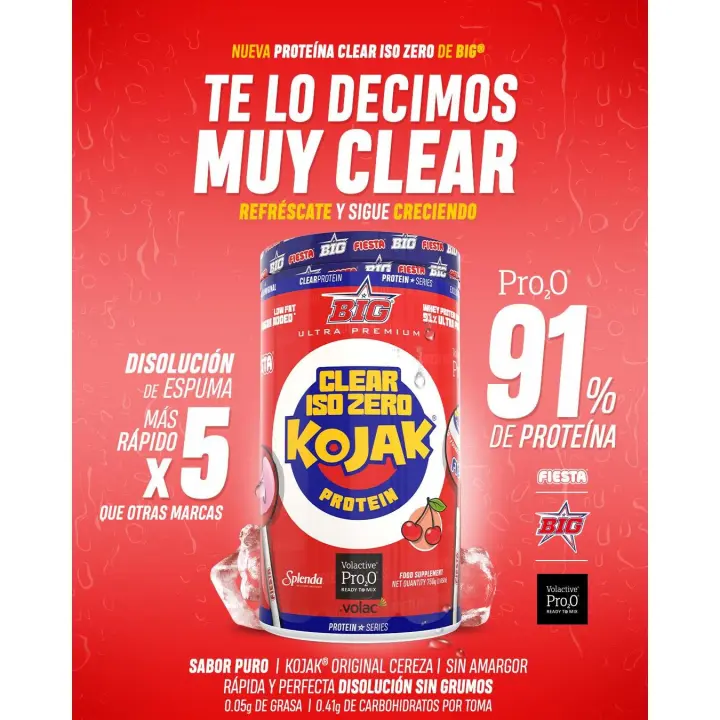 Big Proteína Clear Iso Zero KOJAK Original - Proteína Premium de Alta Pureza 750g | Bajo en Grasas - 1