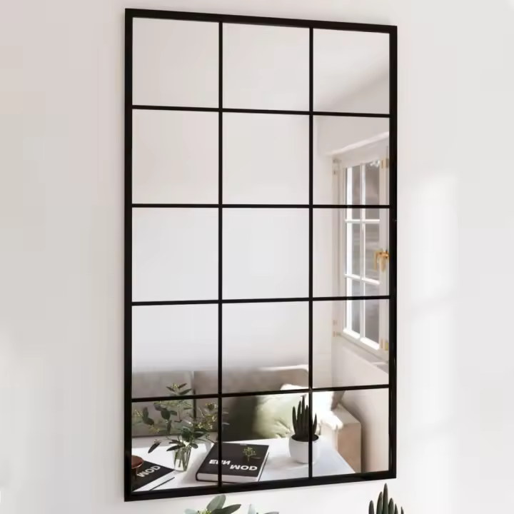 vidaXL Espejos de pared 4 uds metal negro 100x60 cm - 1