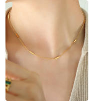 Simple Empalme de Titanium de Maple Chapado en oro collar impermeable de Maple inoxidable de joyería de moda collar de accesorios de Panel de collar de Las Señoras - details 2